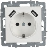 Розетка BRITE РЮш10-1-БрБ 16А с USB A+A 2.1А с заземл. защ. шторки механизм бел. IEK BR-R14-16-U21-D21-K01