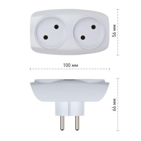 Разветвитель 2-м без заземл. 16А IP20 SP-2-W бел. Эра C0045520