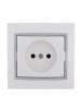 Розетка 1-м СП Mira 16А IP20 без заземл. с сер. вставкой керамика бел. LEZARD 701-0215-121