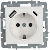 Розетка BRITE РЮш11-1-БрБ 16А с USB A+C 18Вт с заземл. защ. шторки механизм бел. IEK BR-R14-16-U22-018-K01