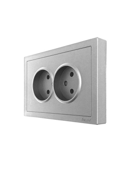 Розетка 2-мест. с/з СП ZIMA IP20 16А ПБТ безвинт. зажим сер. матов. LEZARD 704-7400-127BQC