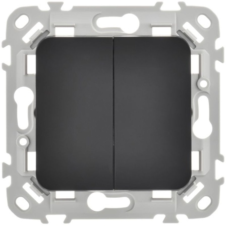 Выключатель 2-кл. СП FLITE ВС12-1-0-ФлЧ 10А механизм черн. IEK FI-V20-0-10-1-K02