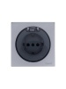 Розетка 1-м СП OSEN с заземл. с крышкой ПБТ механизм сер. матов. LEZARD 743-7488-123B