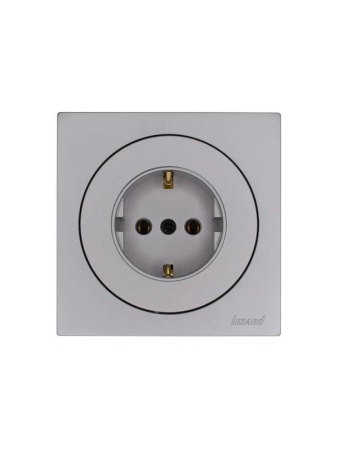 Розетка 1-м OSEN IP20 16А с заземл. ПБТ механизм сер. матов. LEZARD 743-7488-122B