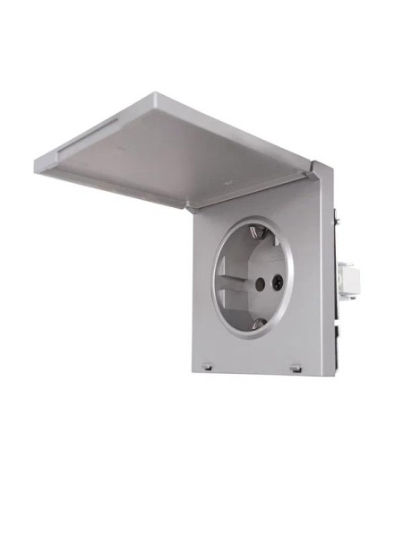 Розетка 1-мест. с/з с крышкой ПБТ СП ZIMA IP20 16А безвинт. зажим сер. матов. LEZARD 704-7488-123BQC