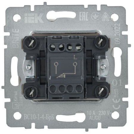 Выключатель 1-кл. СП BRITE ВС10-1-4-БрБ 10А самовозвратн. механизм бел. IEK BR-V14-0-10-K01