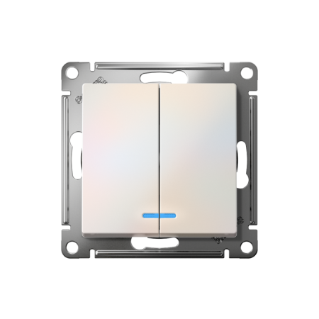 Выключатель 2-кл. СП AtlasDesign 10А IP20 (сх. 5а) 10AX с подсветкой механизм жемчуж. SE ATN000453