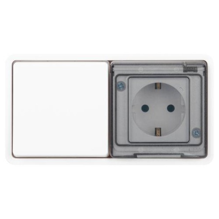 Блок розетка с выключателем Эксперт 11-7521-01 IP55 16А (10AX)-250В СУ бел. Эра Б0063261