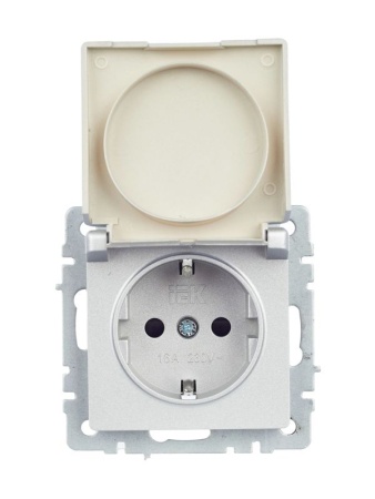 Розетка BRITE РСбш10-3-44-БрА 16А IP44 с заземл. защ. шторки с крышкой механизм алюм. IEK BR-R16-16-44-K47