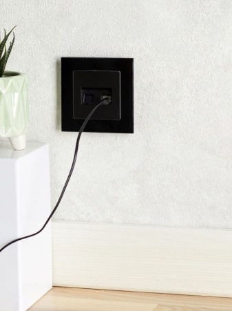 Розетка компьютерная двойн. СП RJ45 кат.5E BRITE РК10-2-БрЧ механизм черн. IEK BR-K20-1-K02