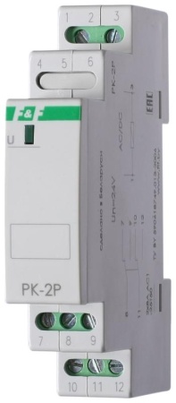 Реле промежуточное PK-2P/Un (монтаж на DIN-рейке 35мм 24В AC/DC 2х8А 2P IP20) F&F EA06.001.008