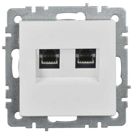 Розетка двойная СП RJ11+RJ45 кат.5E BRITE РК/Т12-БрБ механизм бел. IEK BR-KT20-O-1-K01