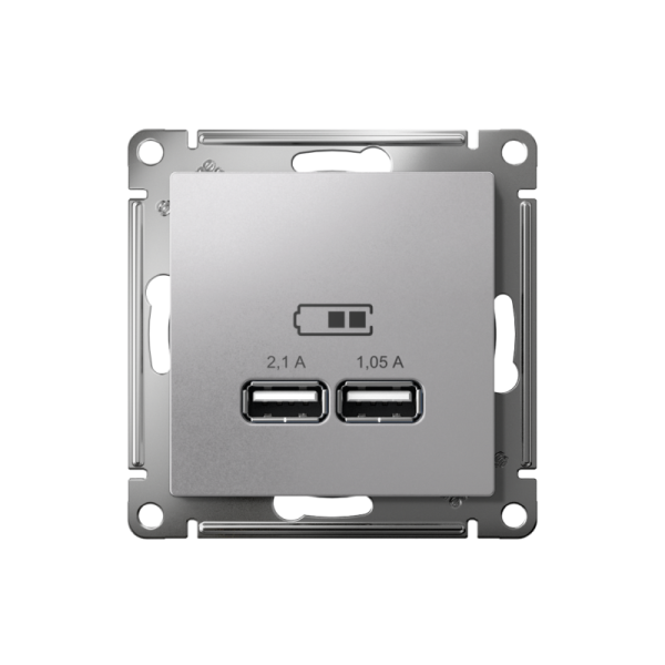 Розетка USB AtlasDesign тип A+A 5В 1х2.1А 2х1.05А механизм алюм. SE ATN000333