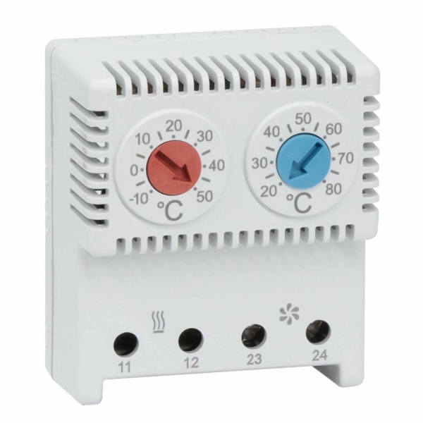 Термостат сдвоенный диапазон темп. для NC контакта: 10-50градС; для NO: 20-80град.C DKC R5THRV13