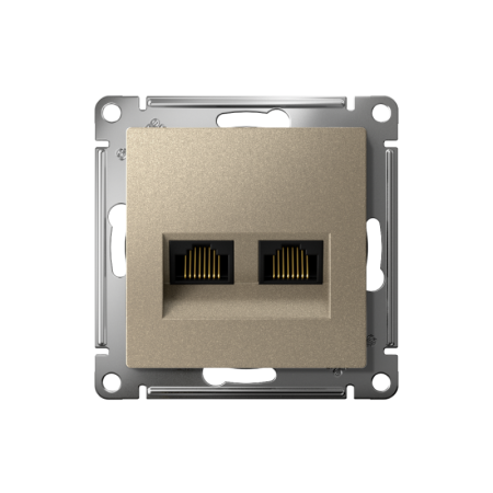 Розетка компьютерная 2-м AtlasDesign RJ45 кат.5E механизм шампань SE ATN000585