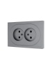 Розетка 2-м СП OSEN без заземл. ПБТ механизм сер. матов. LEZARD 743-7400-128B