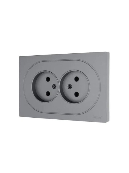 Розетка 2-м СП OSEN без заземл. ПБТ механизм сер. матов. LEZARD 743-7400-128B