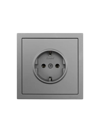 Розетка 1-мест. с/з ПБТ СП ZIMA IP20 16А безвинт. зажим сер. матов. LEZARD 704-7488-122BQC