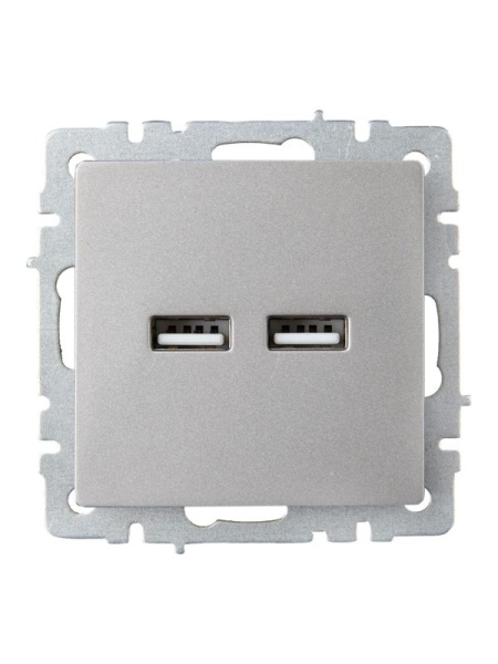 Розетка BRITE USB A+A 3.1А РЮ10-1-БрС механизм сталь IEK BR-U21-D31-K46