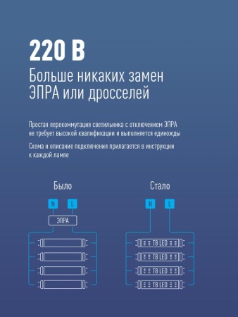 Лампа светодиодная 10Вт 220В G13 6500К GLASS 600мм T8 Космос Lksm_LED10wG13T865GL