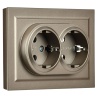 Розетка 2-м СП BRITE РС12-3-БрШ 16А в сборе с заземл. без защ. шторок шампань IEK BR-R21-16-K37-F