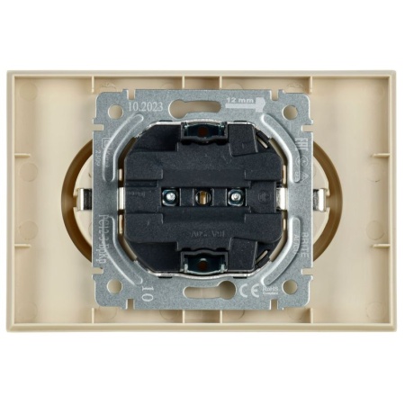 Розетка 2-м СП BRITE РС12-3-БрКр 16А в сборе с заземл. без защ. шторок беж. IEK BR-R21-16-K10-F
