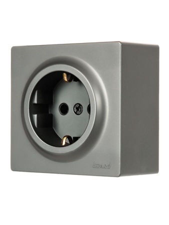 Розетка 1-м ОП LETO с заземл. ПБТ платина LEZARD 752-3500-122B