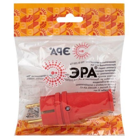 Вилка VX10-R-IP44 16А IP44 прямая с заземл. каучук красн. ЭРА Б0055415