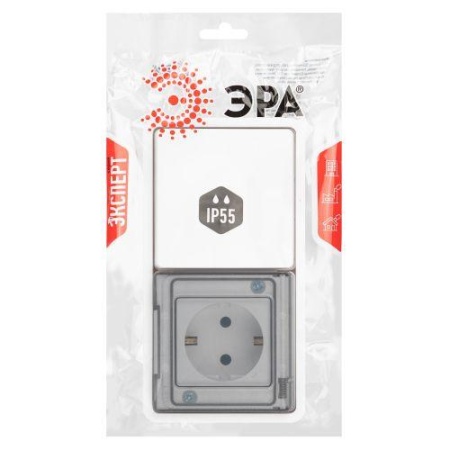 Блок розетка с выключателем Эксперт 11-7521-01 IP55 16А (10AX)-250В СУ бел. Эра Б0063261