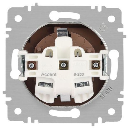 Розетка 1-м СП Accent 6-203-09 16А IP20 250В 2P+E Schuko с крышкой AL/CU титан Intro Б0063471