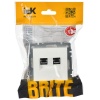 Розетка двойная СП RJ11+RJ45 кат.5E BRITE РК/Т12-БрБ механизм бел. IEK BR-KT20-O-1-K01