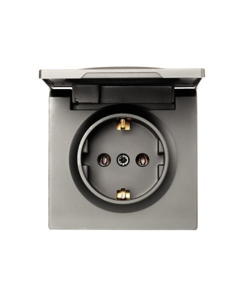 Розетка 1-м ОП LETO с заземл. с крышкой LETO ПБТ платина LEZARD 752-3500-123B