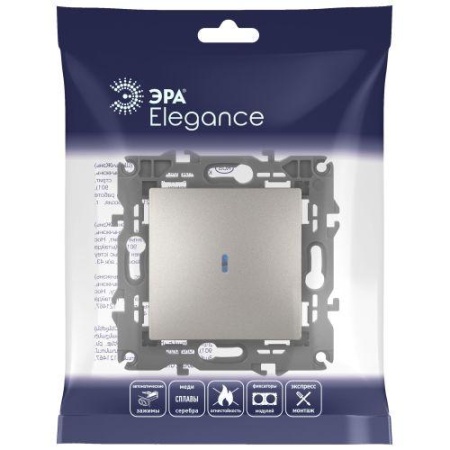 Выключатель Elegance 14-1102-16 250В 10АХ с подсветкой титан Эра Б0065785