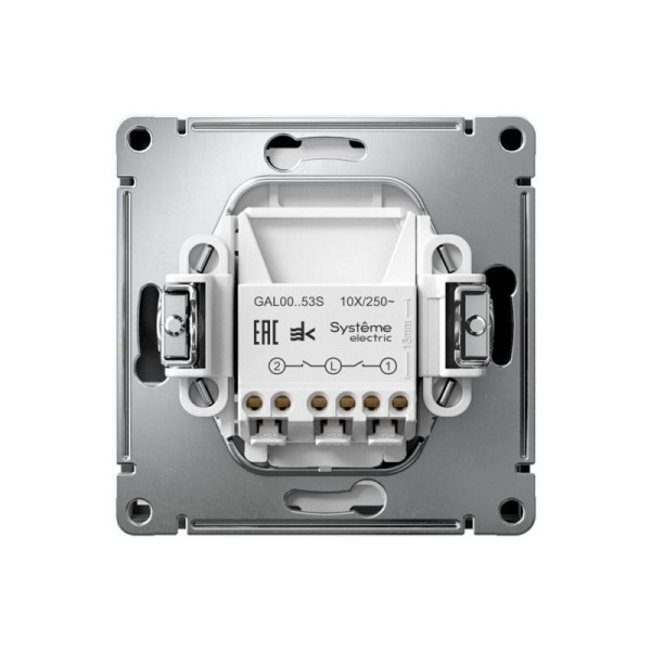 Выключатель 2-кл. ArtGallery (сх. 5а) 10AX с подсветкой быстрозажим. клем. механизм карбон SE GAL001053S