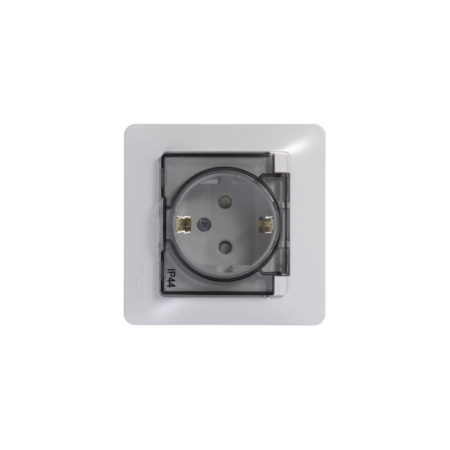 Розетка 1-м СП Glossa 16А IP44 с заземл. защ. шторки с крышкой в сборе бел. SE GSL000148