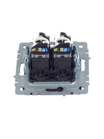 Розетка компьютерная двойн. СП RJ45 кат.5E BRITE РК10-2-БрЧ механизм черн. IEK BR-K20-1-K02