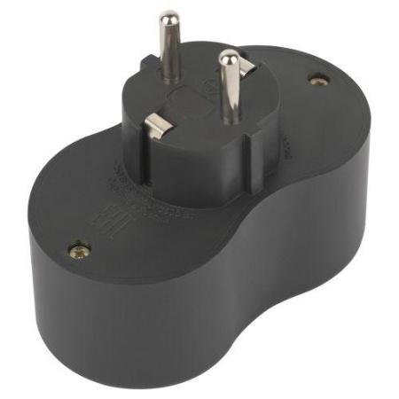 Разветвитель электрический SPx-2e-B на 2 розетки с заземл. 16А черн. Эра Б0059722