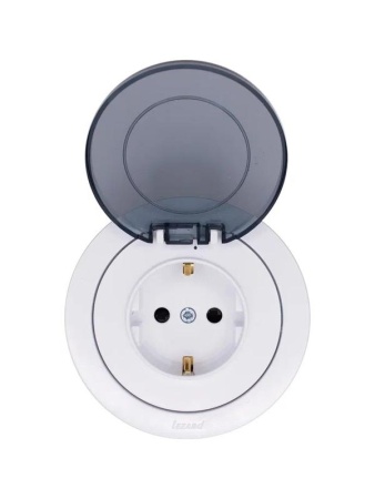 Розетка 1-м СП OSEN с заземл. с крышкой ПБТ бел. LEZARD 743-0288-123B