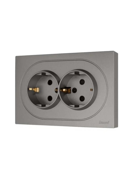 Розетка 2-м СП OSEN с заземл. ПБТ механизм сер. матов. LEZARD 743-7400-127B
