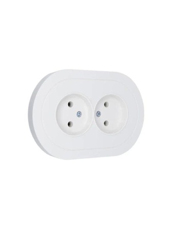 Розетка 2-м СП OSEN без заземл. ПБТ круглая бел. LEZARD 744-0200-128B