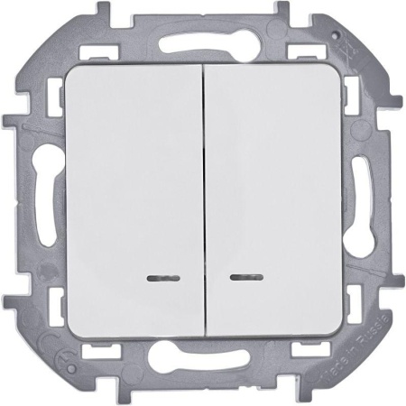 Выключатель 2-кл. Inspiria 10А IP20 250В 10AX с подсветкой/индикацией механизм бел. IEK 673630
