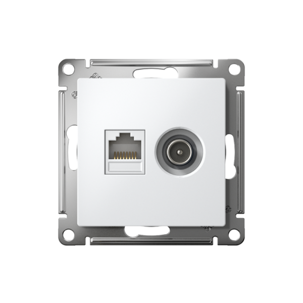 Розетка компьютерная + телевизионная 2-м СП AtlasDesign RJ45 кат.5E + TV механизм бел. SE ATN000189