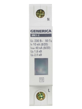 Ограничитель перенапряжения ОПС1-C 1Р 10/40кА 230В GENERICA MOP20-1-C-G