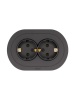 Розетка 2-м СП OSEN с заземл. ПБТ круглая механизм черн. бархат LEZARD 744-4200-127B
