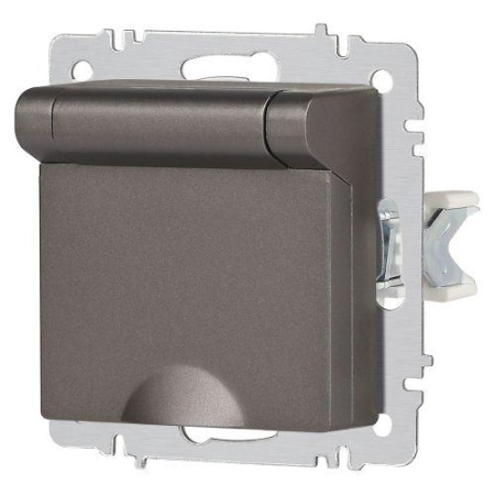 Розетка 1-м СП Accent 6-203-09 16А IP20 250В 2P+E Schuko с крышкой AL/CU титан Intro Б0063471