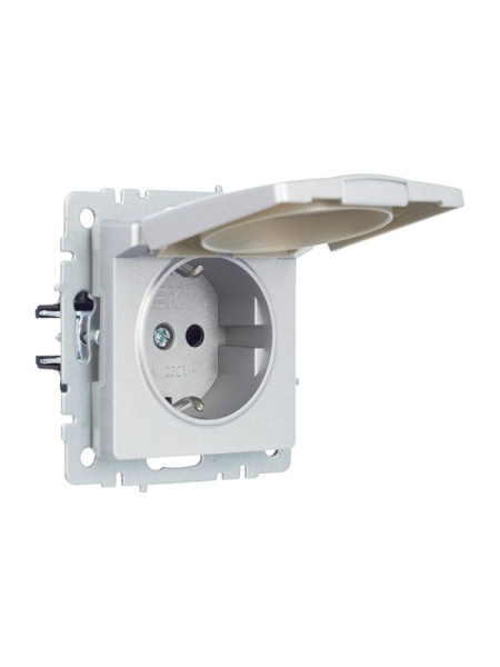 Розетка BRITE РСбш10-3-44-БрА 16А IP44 с заземл. защ. шторки с крышкой механизм алюм. IEK BR-R16-16-44-K47