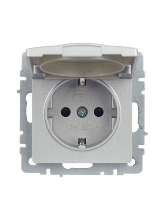 Розетка BRITE РСбш10-3-44-БрА 16А IP44 с заземл. защ. шторки с крышкой механизм алюм. IEK BR-R16-16-44-K47